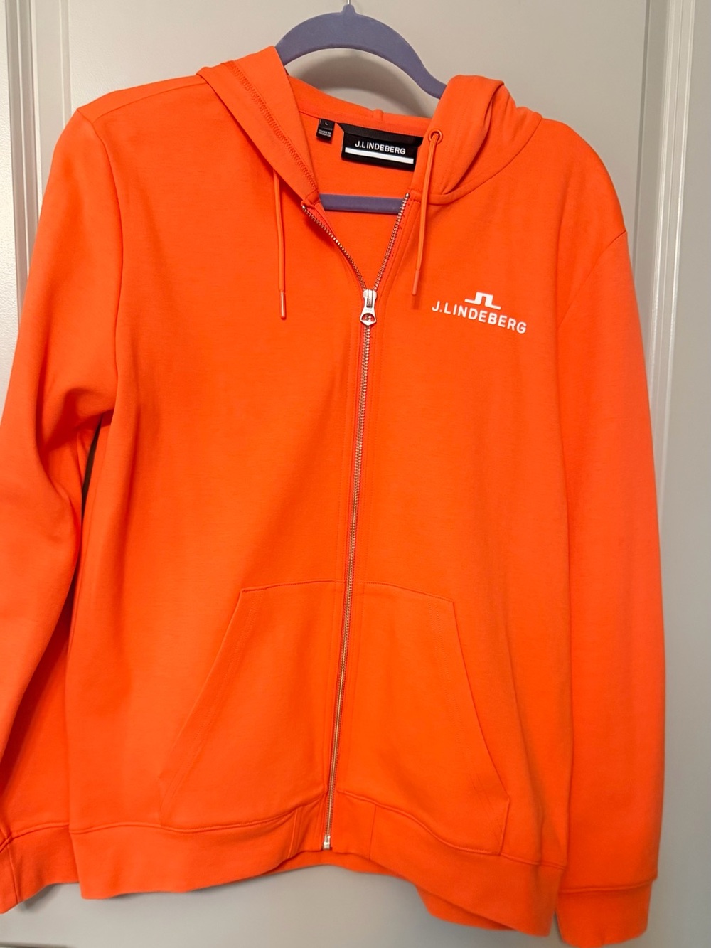 J.Lindeberg Orange Logo Zip Hoodie